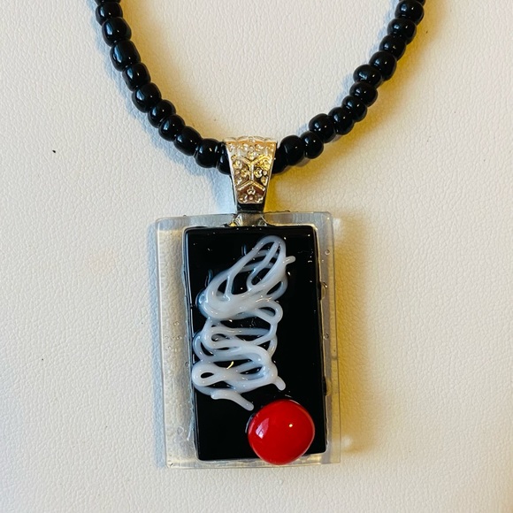 Funky Layered Fused Glass Pendant - Picture 2 of 8
